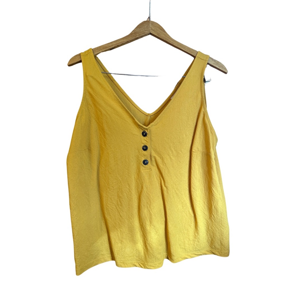 Cleo 1/4 button front tank, Women’s, Mustard yellow.
